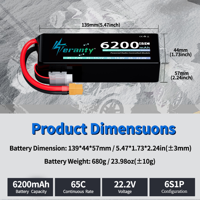 แบตเตอรี่ลิโพ TERANTY 6S 6200m - Drone Racing Battery บทวิจารณ์และราคา