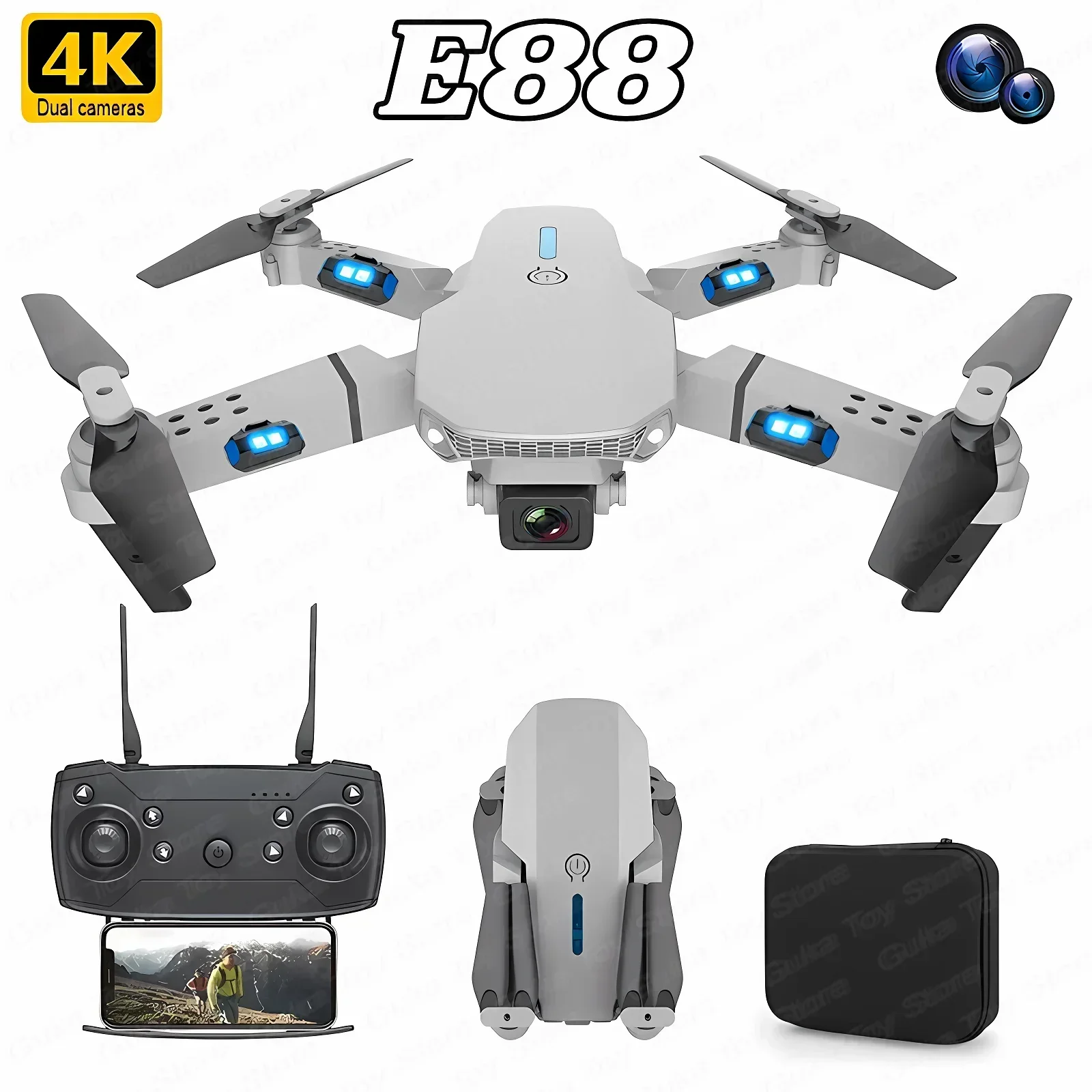 E88 Pro WIFI FPV Droneมุมกว้าง - Drone Racing Camera บทวิจารณ์และราคา
